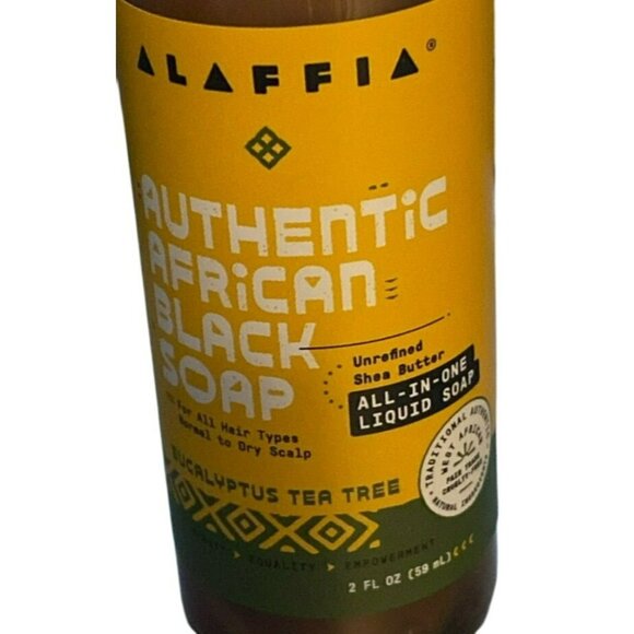 Alaffia African Black Soap Eucalyptus Tea Tree Liquid Soap 2 Oz Travel - Picture 2 of 5
